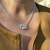 COLLIER MENOTTES PLAQUE ARGENT 10 MICRONS