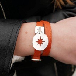 Bracelet cuir Ajustable Orange