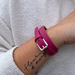 Bracelet Cuir Ajustable Fuschia