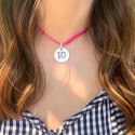 Collier ras de cou pastille chiffre Ajustable