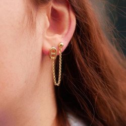 Boucles d'oreilles "DUO" maille marine et chaîne