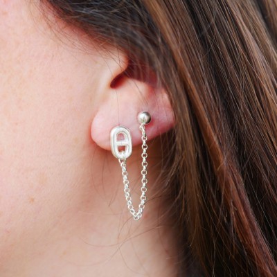 Boucles d'oreilles maille marine et chaine