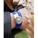 Bracelet cuir ajustable Bleu