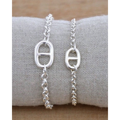 Bracelet maille marine sur chaîne deux