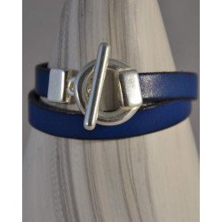 BRACELET CUIR DOUBLE TOGGLE ROND 2