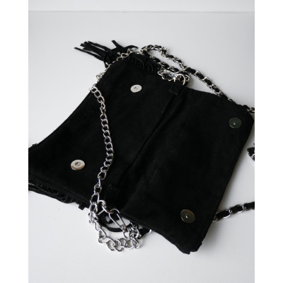 Sac Cooper à franges Noir ouvert zoom