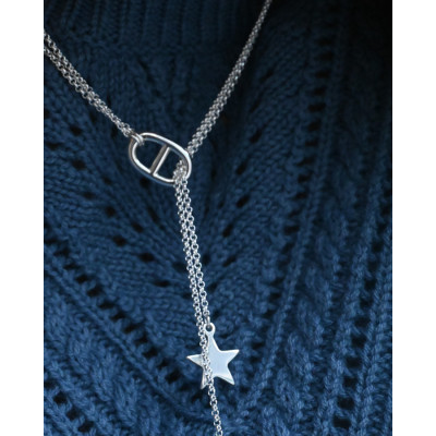 Collier Anaïs zoom maille marine