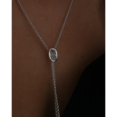 Collier Sarah maille marine coulissante