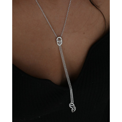 Collier Long 'Maille Marine' SWZEC - Chaîne Plongeante En Acier Inoxydable Doré/Argenté - Avec Oxydes De Zirconium