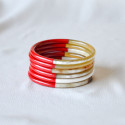 Jonc fin rond en corne de buffle 4 mm Rouge