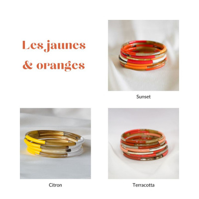 Jonc fin rond 4mm, laqué 3 couleurs décalées