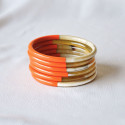 Jonc fin rond en corne de buffle 5 mm, laqué 1 couleur Orange