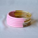 Jonc fin rond en corne de buffle 5 mm, laqué 1 couleur Baby pink