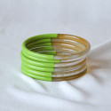 Jonc fin rond en corne de buffle 5 mm, laqué 1 couleur Vert anis