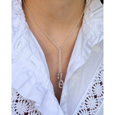 Collier balancier maille marine