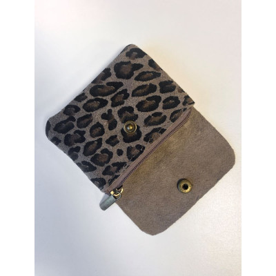 Pochette Sunny léopard daim nubuck