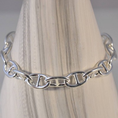 BRACELET MAILLE MARINE M PLAQUE ARGENT 10 MICRONS