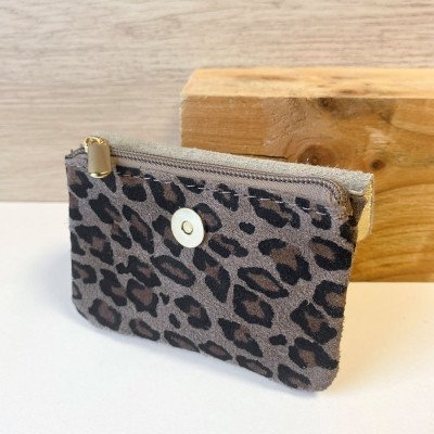 Pochette Sunny léopard daim nubuck et... Pochette Sunny léopard daim nubuck et...