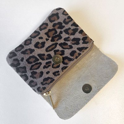 Pochette Sunny léopard daim nubuck et... Pochette Sunny léopard daim nubuck et...