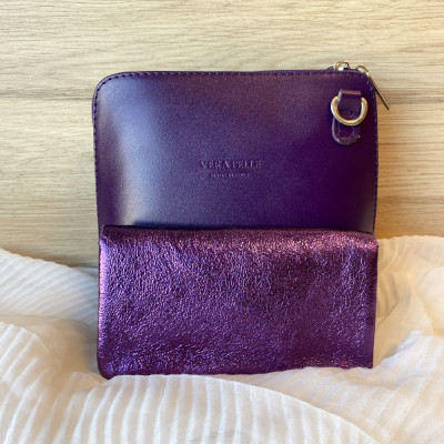 Pochette Sunny longue en Cuir grainé