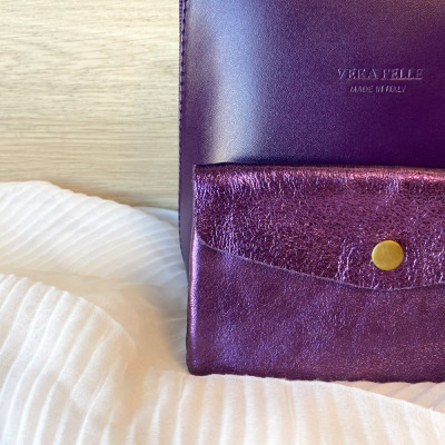 Pochette Sunny longue en Cuir grainé