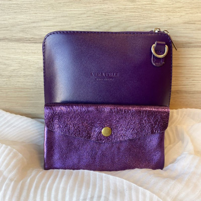Pochette Sunny longue en Cuir grainé
