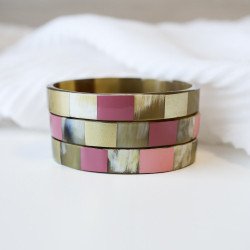 Jonc en corne de buffle Damier 2