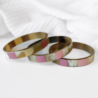 Jonc en corne de buffle Damier Jonc en corne de buffle Damier