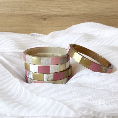 Jonc en corne de buffle Damier Jonc en corne de buffle Damier